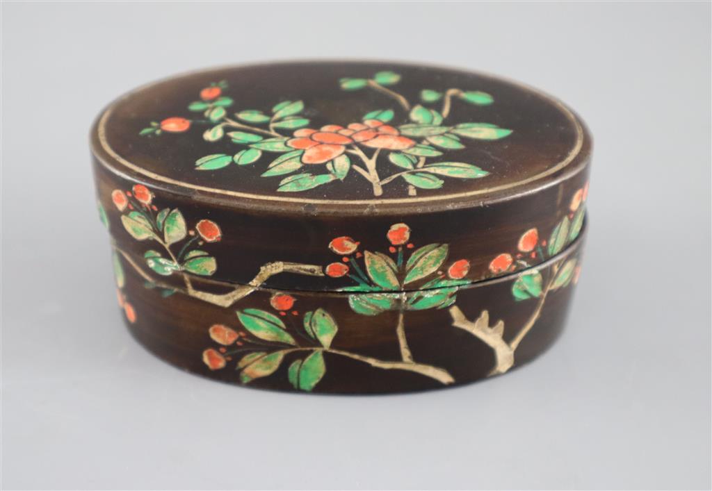 An unusual Chinese coromandel lacquer box, Kangxi period, 10cm wide